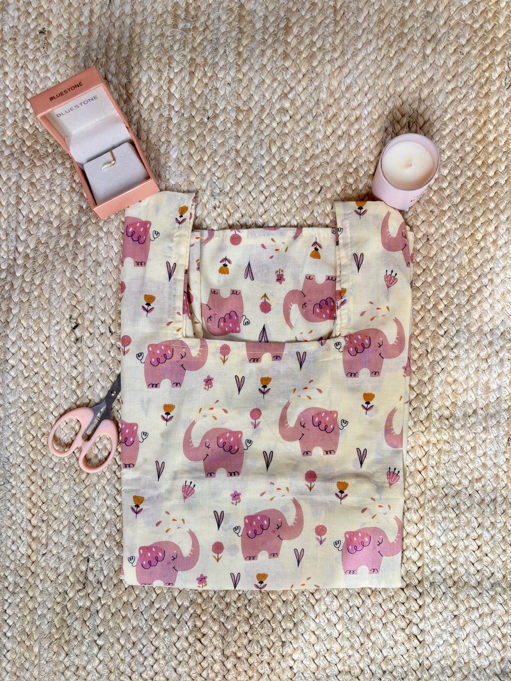 Elephant-Print Corset Back Bell Sleeve Kurti