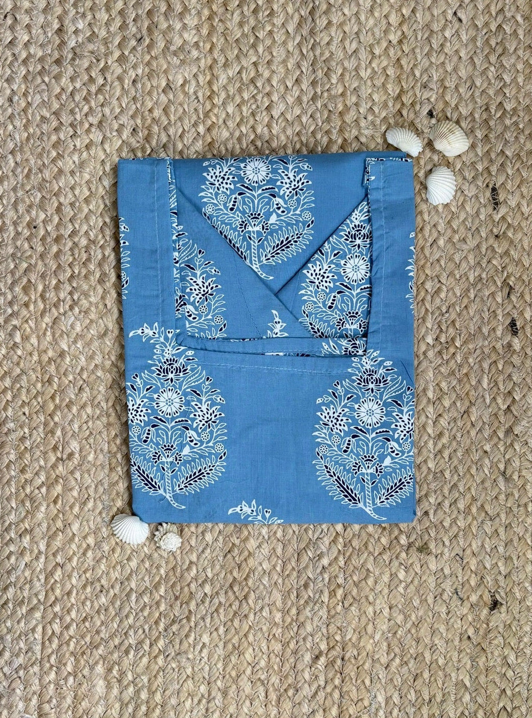 Sky Blue Handblock Print Kurti