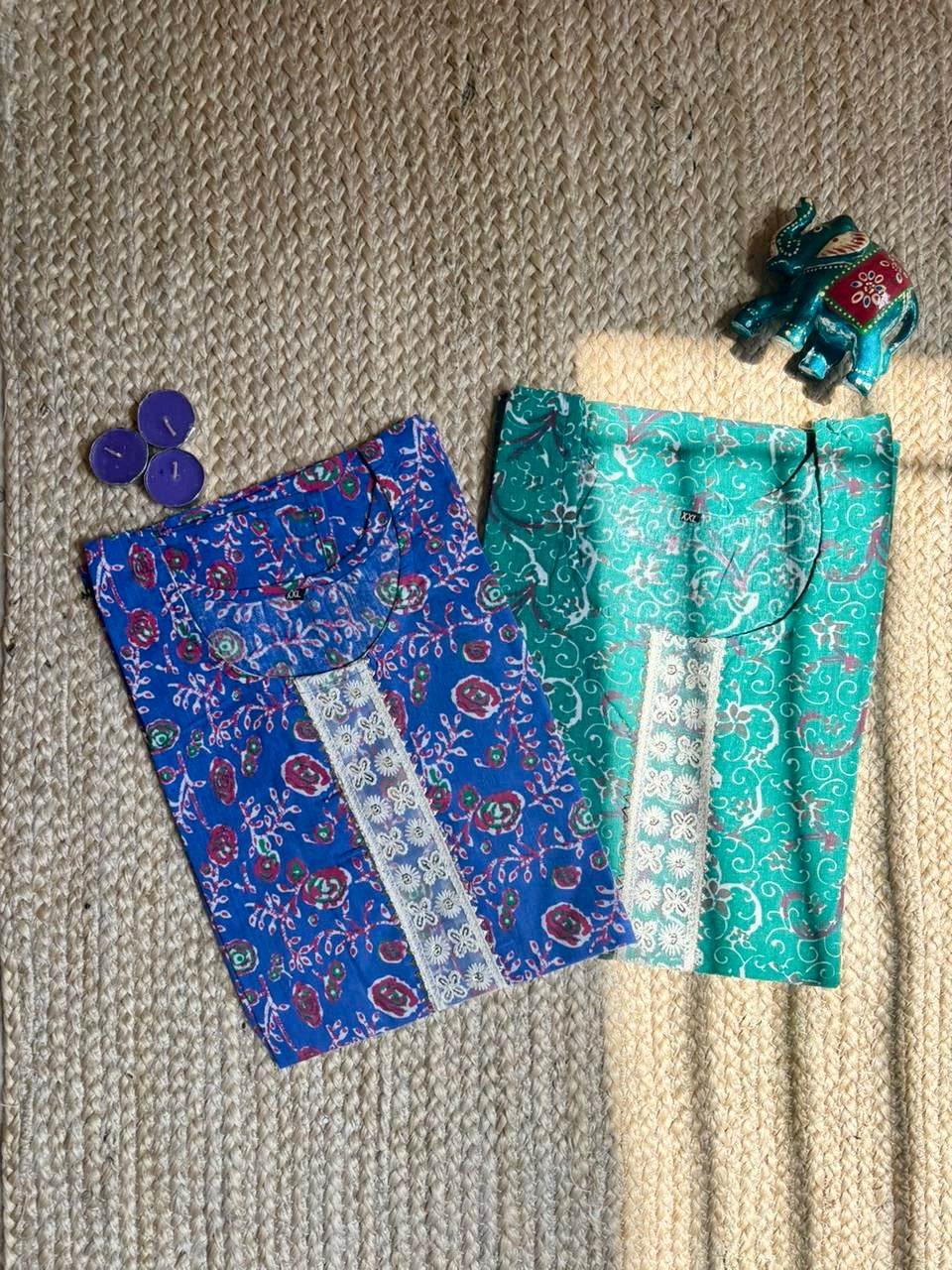 Vibrant Vine-Print Short Kurtis