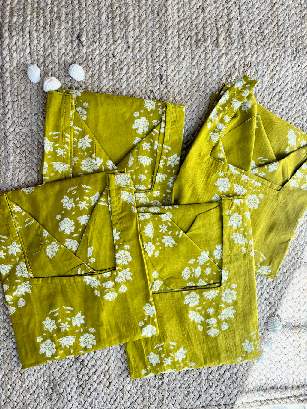 Lime Yellow Floral-Print Bell-Sleeve Kurti
