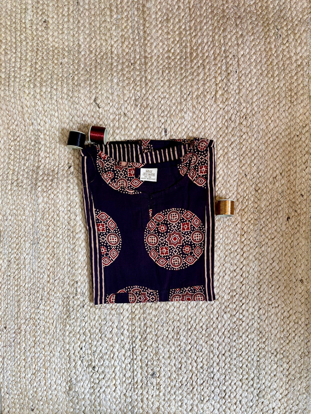 Cocoa Brown Handblock Kurti with Panel Detail